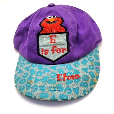 Gorra E is For Elmo Sesame Street para niños pequeños púrpura elástica espalda P2D Foto 1 de 4