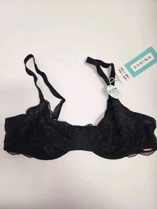 NWT! DORINA Sz 38D Rosa Non Padded Full Cup Lace Underwire Bra  Black - Picture 1 of 3