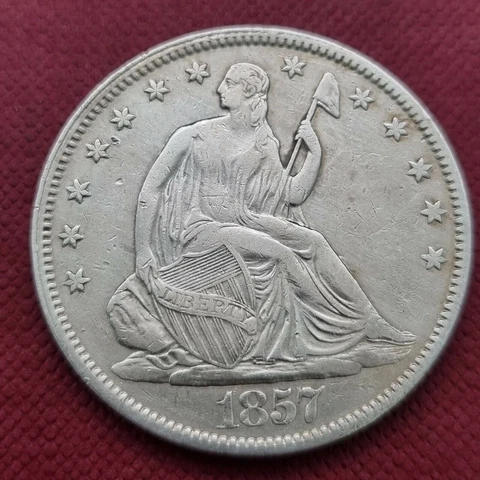1857 Seated Liberty Half Dollar 50c High Grade AU #45184 Cover