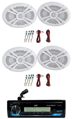 JVC KD-X38MBS 1-Din Marine Stereo Receiver w/Bluetooth/USB+(4) 6x9" Speakers - Image 1 of 4