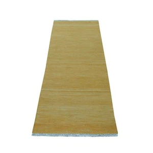 2'4"x6'5" Gold Shades Flat Weave Kilim Pure Wool Hand Woven Runner Rug R53853 - Picture 1 of 6