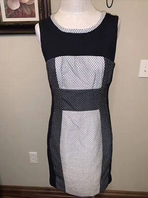 Vestido sin mangas Yoana Baraschi negro blanco punteado tejido elástico estampado de encaje 6 usado en excelente estado (D) Foto 1 de 4