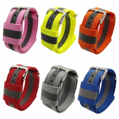 TEXTIL Nylon Sicherheits Reflektierendes Uhrenarmband Armband Ersatzarmband - Bild 1 von 4