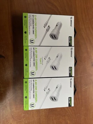 LOTOF 3 PC 12W 2.4A 双 USB 旅行壁式充电器 带 5 英尺 Type-C 充电 — 第 1/4 张图片