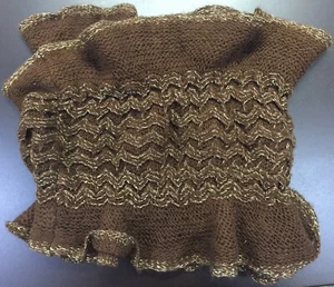 YM Accessories Sciarpa Infinity Marrone e Oro Maglia Uncinetto Stile Arruffato - Foto 1 di 4
