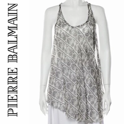 NWT Pierre Balmain 100% Silk Tank Sheer Distressed Size Small Rare - Image 1 of 4