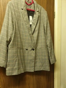 Ladies Plus Size Checked Blazer Size 18  - Picture 1 of 7