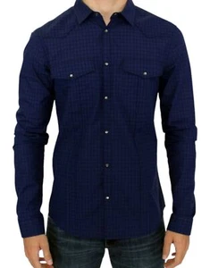 Costume National Blue checkered cotton Men's shirt Authentic - Picture 1 of 6