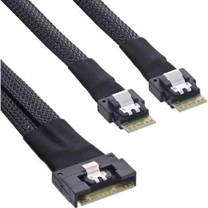 SlimSAS SFF-8654 8i to 2x 4i Y-cable - PCIe gen4 - Afbeelding 1 van 2