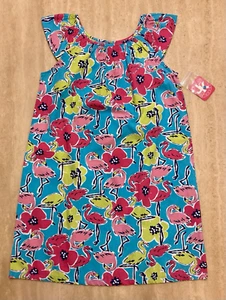 Abito da sole nuovo con etichette J kaki fenicottero rosa blu verde TURQISTA APRILE bambina taglia 12 carino! - Foto 1 di 5