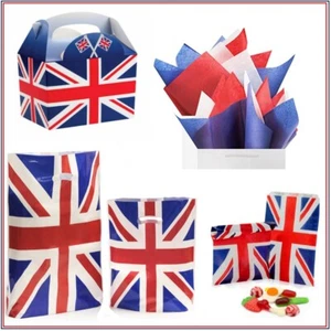 Union Jack Street Party Candy Sweet Bags Food Boxes Cups Napkins Plates Flag - Picture 1 of 18