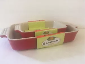 Rotes Le Creuset Steinzeug Backformen Set ~ rechteckige Backformen Neu - Bild 1 von 3