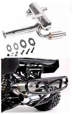 Stainless Steel Silence Muffler Exhaust Pipe for 1/5 HPI Rovan KM Baja 5B 5T 5SC - Image 1 of 4