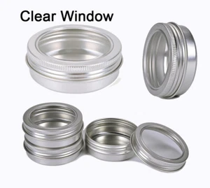 Alu Dose Klar Fenster Schraubdeckel Rund Metall Salbenbehälter Reisedose - Bild 1 von 10