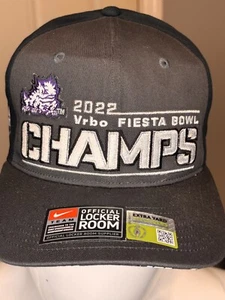 TCU Horn frogs 2022 Vrbo Fiesta Bowl Champs Locker Room Hat Snapback Blk - New - Picture 1 of 9