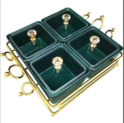 4 Snack Bowls Lids Hospitality Tray Nuts Dishes for Fruits Appetizers Condiments - Image 1 of 4