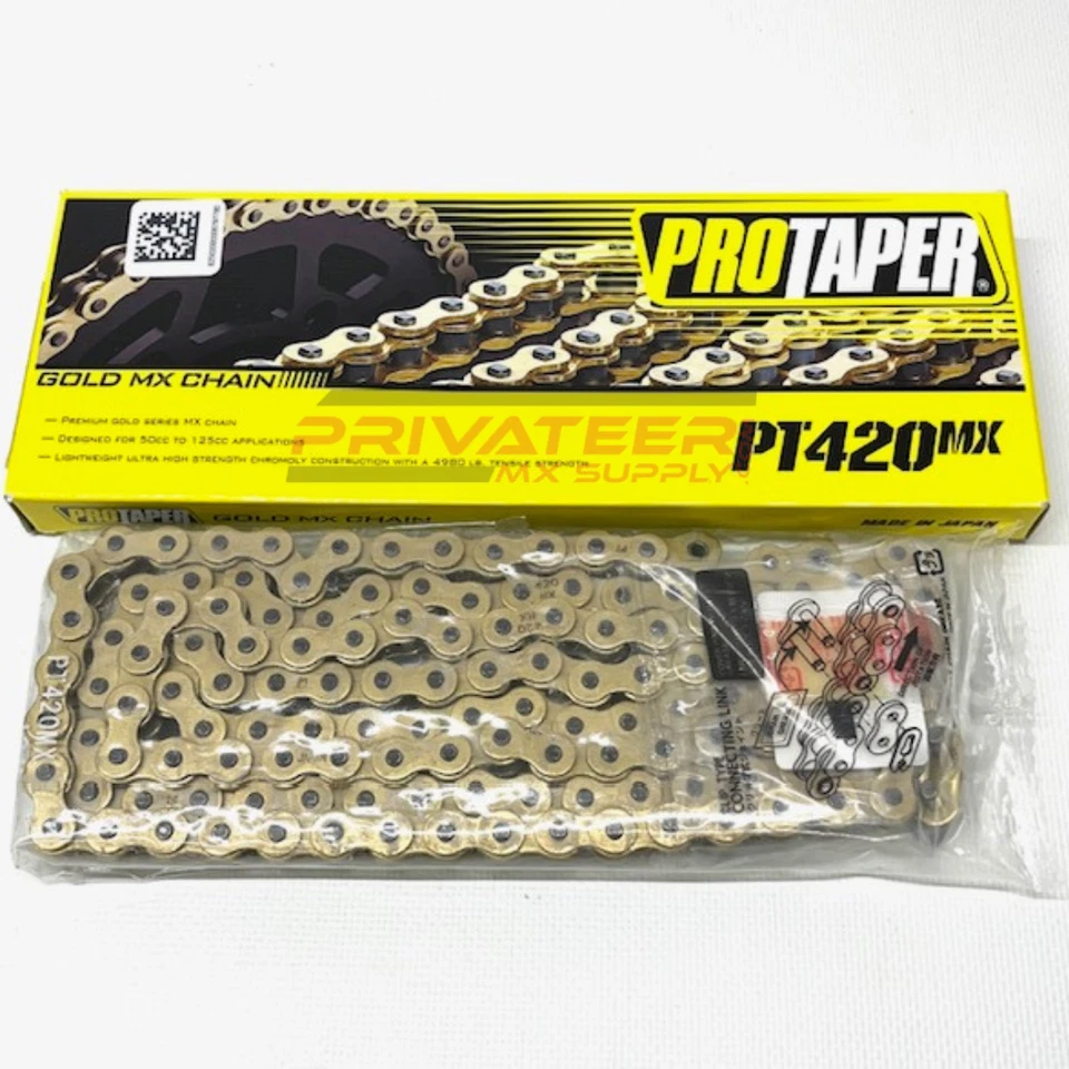 ProTaper 420 MX Cadena Dorada 134 Eslabones CRF KX KLX TTR 50 90 110 125 Pit Bike NUEVO Foto 1 de 1