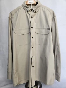 Woolrich Shirt Adult Mens Large Beige Button Down Pockets Outdoor Casual EUC - Picture 1 of 21