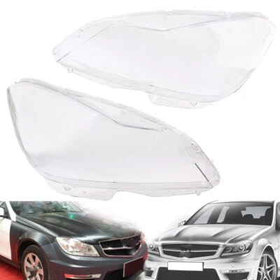 For  2011 2012 2013  Mercedes Benz C Class W204 Headlight Lens Cover Right&Left Foto 1 de 4