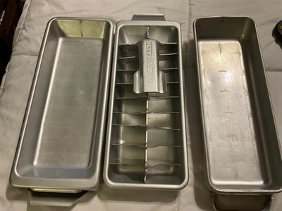 Винтажный алюминиевый металлический лоток для кубика льда Frigidaire Quickube + 2 бонусных лотка - Изображение 1 из 2