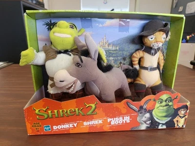 Juego de 3 Donkey Shrek & Puss in Boots Peluche Shrek 2 por NANCO Difícil de Encontrar 2004 Foto 1 de 4