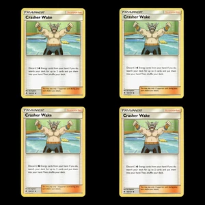 4x Crasher Wake 104 Sun Moon Forbidden Light 2018 Pokemon Cards Playset Play Set - Picture 1 of 2