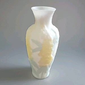  Consolidated Phoenix Glass "Martele" Yellow 10 Inch Vase - Picture 1 of 6