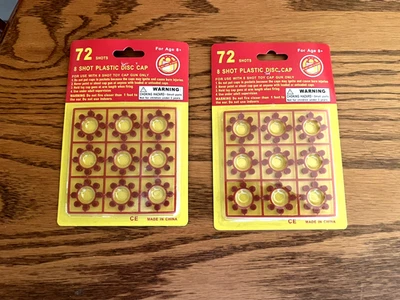 72 Shots 8 Shot Plastic Disk Cap Vintage Toy Gun Ring Caps 2 Packages - Image 1 of 2