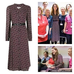 Michael Kors Crepe Shirt Dress Size S UK 8-10 US 6-8 Mod Foulard ASO Royal PoW - Picture 1 of 23