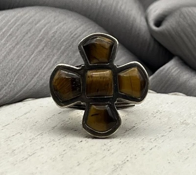 BARSE THAILAND 925 TIGER EYE GEMS RING 17G / Sz 6 - Image 1 of 4