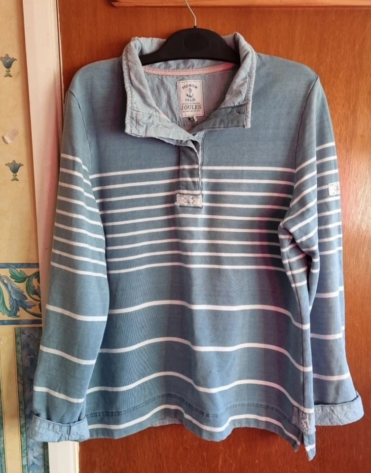 Joules Size 16 Blue And White Striped Casual Sweatshirt - Image 1 of 4