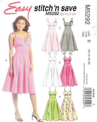 Uncut Stitch n Save Sewing Pattern M5292 Misses Three Dresses Size: 12-14-16-18 - Image 1 of 2