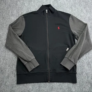 Polo Ralph Lauren Track Jacket Mens Medium Two Tone Black Zip Mockneck *Faded* - Picture 1 of 11