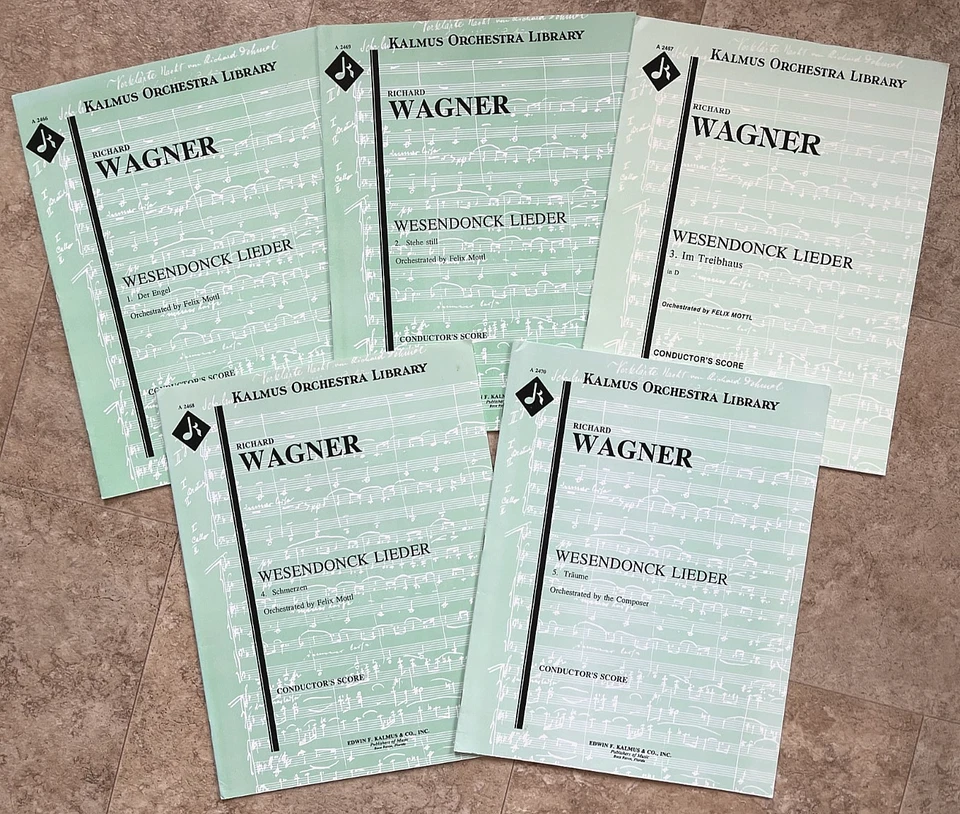 Richard Wagner WESENDONCK LIEDER ~5 partituras de director ~ Felix Mottl ~NUEVO ~ Kalmus Foto 1 de 1