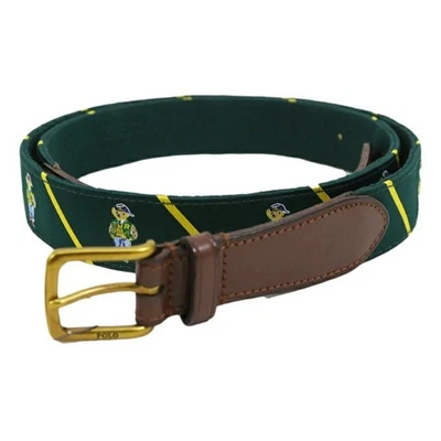 Cinturón de vestir Polo Ralph Lauren Polo Bear Preppy Bear a rayas - Verde Foto 1 de 4