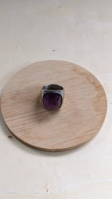 男式 - 不锈钢 - 紫水晶戒指 尺寸 7 — 第 1/2 张图片