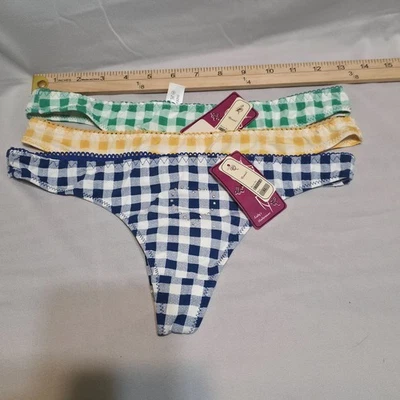 3 bragas con tachuelas de corazón a cuadros talla XL NUEVAS CON ETIQUETAS Queen's para dama Foto 1 de 4