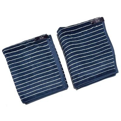"Juego de toallas de baño Brooks Brothers azul blanco a rayas de algodón 2 medidas 30X56"" nuevas con etiquetas" Foto 1 de 4
