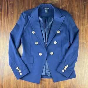 Attitude Unknown Gold Button Double Breasted Blazer Suit Jacket. Size Small Blue - Bild 1 von 8