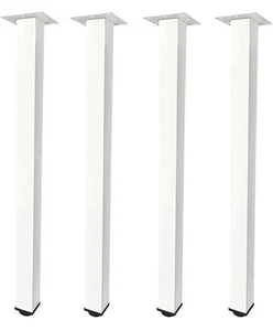 QLLY 28in Square White Adjustable Metal Table Legs Set of 4, With Brackets - Picture 1 of 6