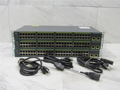 ¡Lote de 3 conmutadores de red administrados de 48 puertos Cisco WS-C2960-48TT-L! Foto 1 de 4
