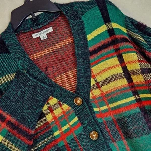 99 Jane Street Strickjacke Pullover Damen große Knopfleiste Langarm kariert - Bild 1 von 10