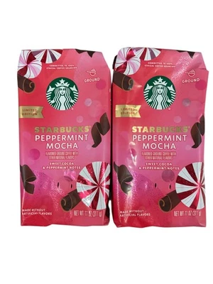 STARBUCKS PEPPERMINT MOCHA GROUND COFFEE 11 OZ EA. LIMITED EDITION- LOT OF 2 - Image 1 of 4