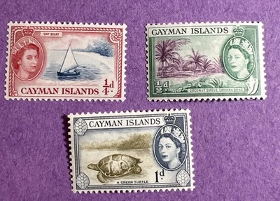 Islas Caimán 1953- MLH Scott 135-137. Juego parcial. Barco para gatos, Coconut Grove, Foto 1 de 2