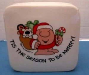 Ziggy Vintage Christmas Trinket Box Made in Japan Tis The season To Be Merry - Picture 1 of 4