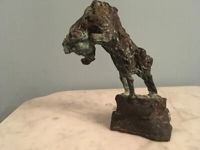 Brutalista Peter Rice Jones scultura in bronzo grande corno pecora firmata 1/250 - Immagine 1 di 4