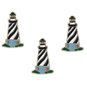 Lighthouse Patches (3-Pack) Lighthouse Embroidered Iron on Patch Appliques - Picture 1 of 4