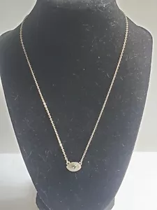 LIA SOPHIA SILVER TONE EVIL EYE NECKLACE BLUE CENTER RHINESTONE ADJUSTABLE CHAIN - Picture 1 of 3