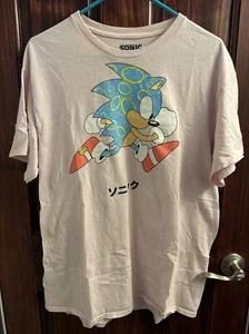 Sonic The Hedgehog T-Shirt Erwachsene Gr. L Rosa Kurzarm Grafik SEGA - Bild 1 von 11
