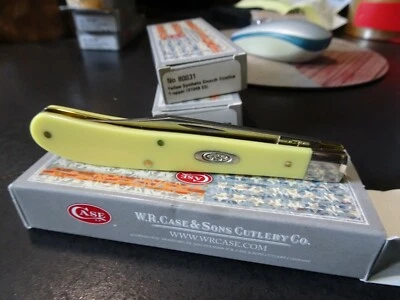 CUCHILLO DE BOLSILLO ESTUCHE SLIMLINE TRAPPER 4.125" CERRADO AMARILLO COMP MANGO HOJA S.S. Foto 1 de 4